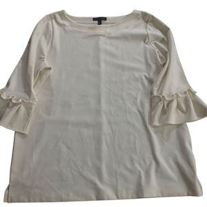 Banana Republic XL 3/4 sleeve white ruffle crew neck